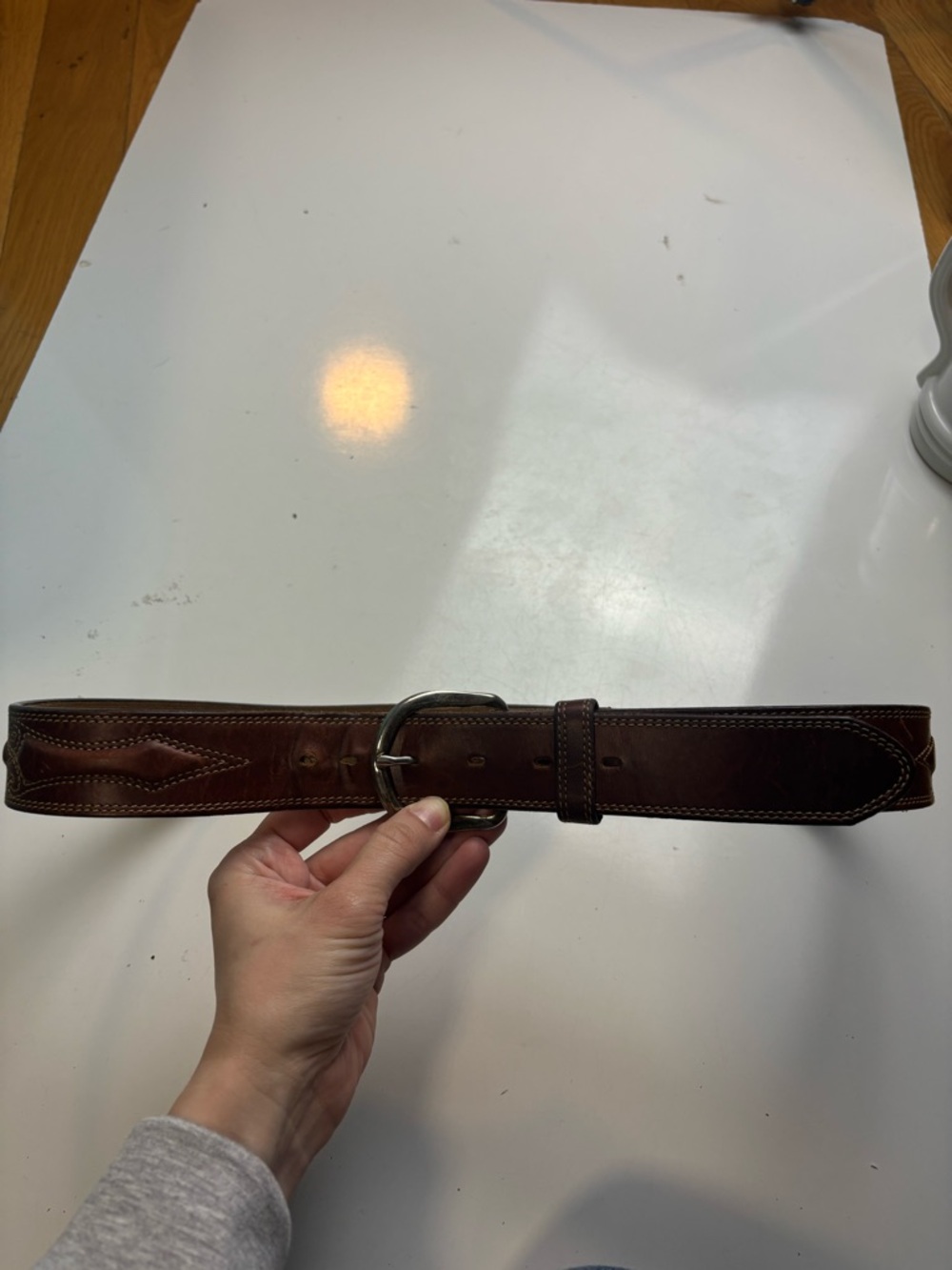 SILVER CREEK Brown padded mens leather belt‎ sz 38